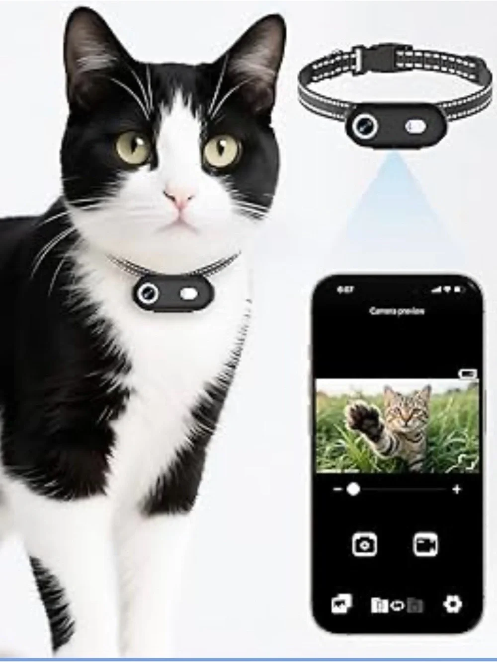 NEW - Cat Camera Collar with Phone APP, 1080P HD Video Recording, XS/M-Size Pet
